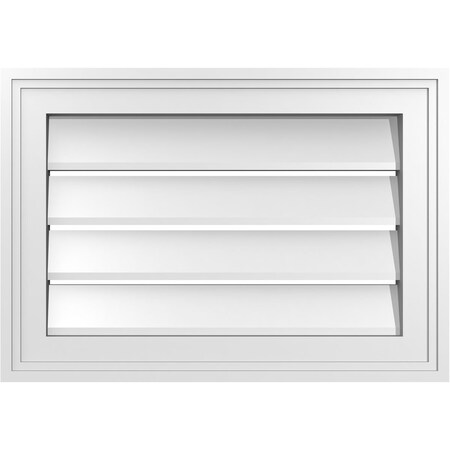 Ekena Millwork Vertical Surface Mount PVC Gable Vent: Functional, w/ 2"W x 1-1/2"P Brickmould Frame, 20"W x 14"H GVPVE20X1402SF